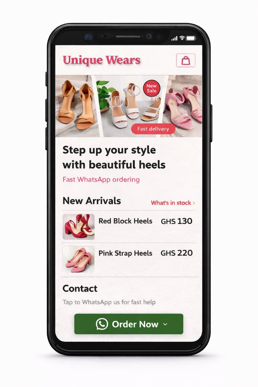 Unique Wears mobile mockup